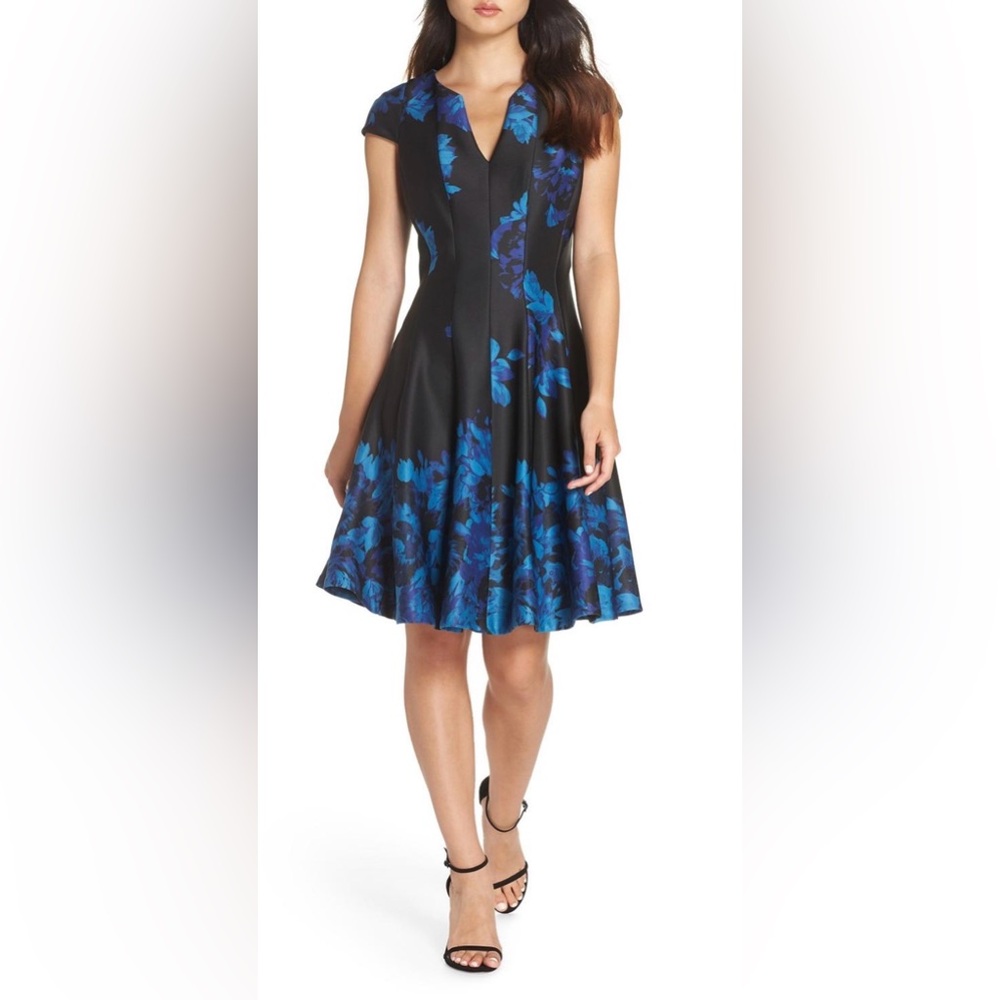 Julia Jordan Black and Blue Floral Dress